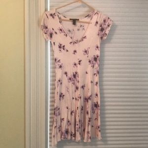 pink and purple floral dress